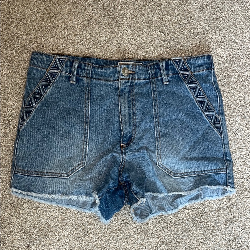 Knox Rose Blue Denim Jean Shorts with Trim